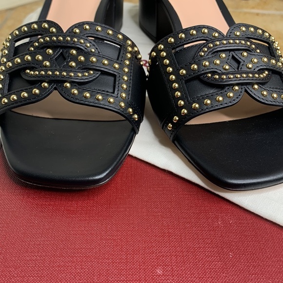Bally‎ Peoni 40mm Studded Leather Slide Mules sz 38 - Picture 7 of 8